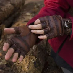 Epic Armoury Fingerlose Lederhandschuhe, Braun -Mittelalter Welt fingerlose lederhandschuhe braun 2