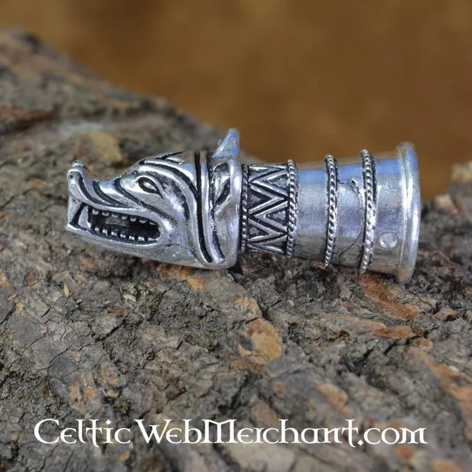 Trinkhorn Dekoration Mit Wolfskopf, Silber 1 Trinkhorn Dekoration Mit Wolfskopf, Silber